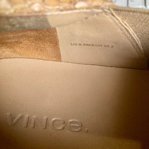 Vince Warren Slip-On sneakers ladies 8.5 Platform Snakeskin Embossed tan leather - Picture 9 of 11